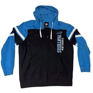 NFL Carolina Panthers Mens Full-Zip Cotton Poly Hoodie Pockets by G-III Size XXL